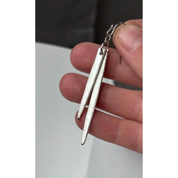 Handmade Fork Tine Earrings: Antique Silverware Jewelry layered spike - Picture 2 of 4